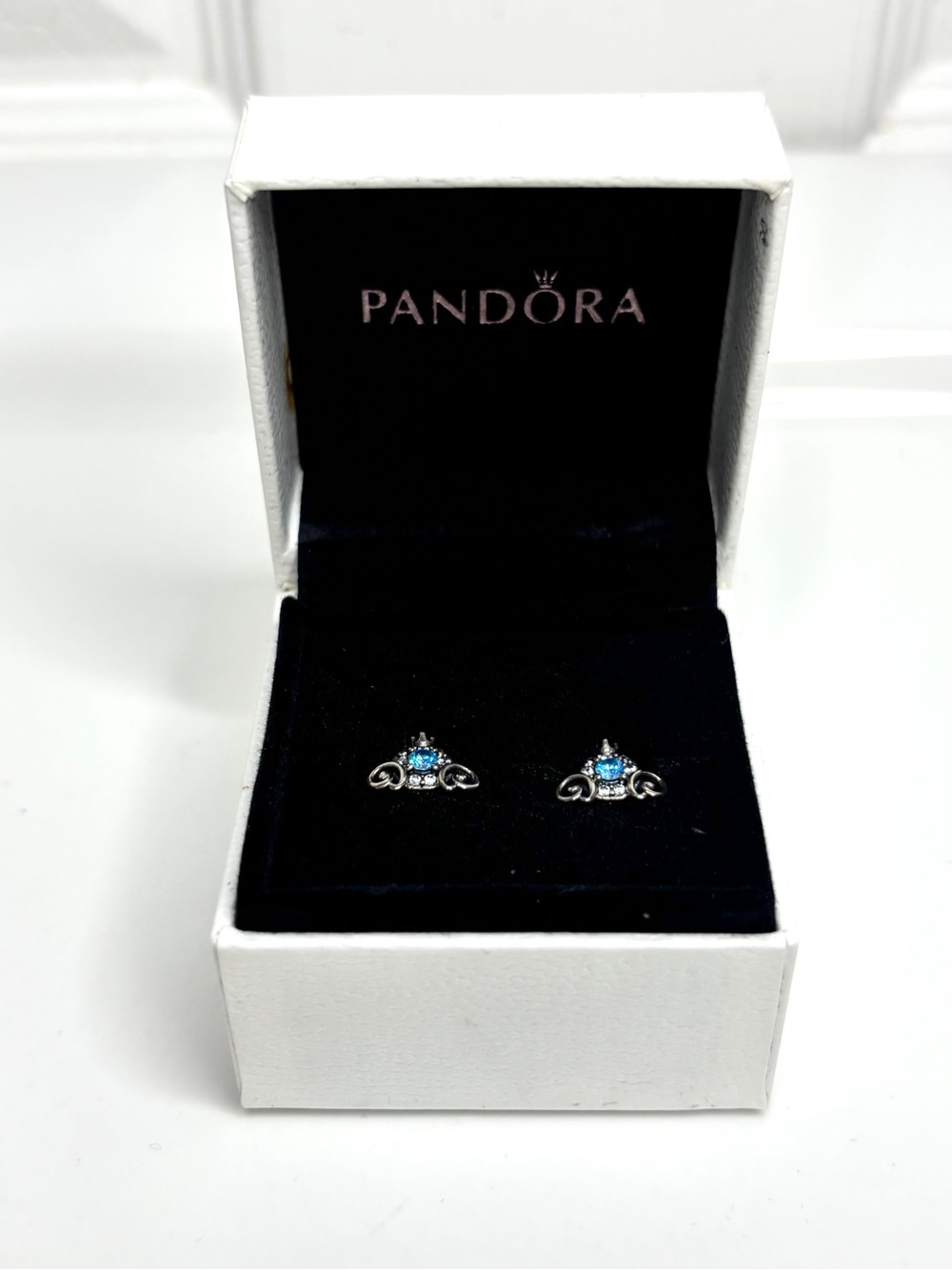 PANDORA Disney Cinderella Pumpkin Coach Earrings 925 Sterling Silver Boxed